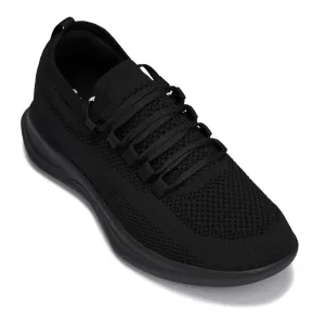 CALTO - QA060 - 2.4 Inches Taller (Black/Black Sole) - Lightweight Knitted Sneakers
