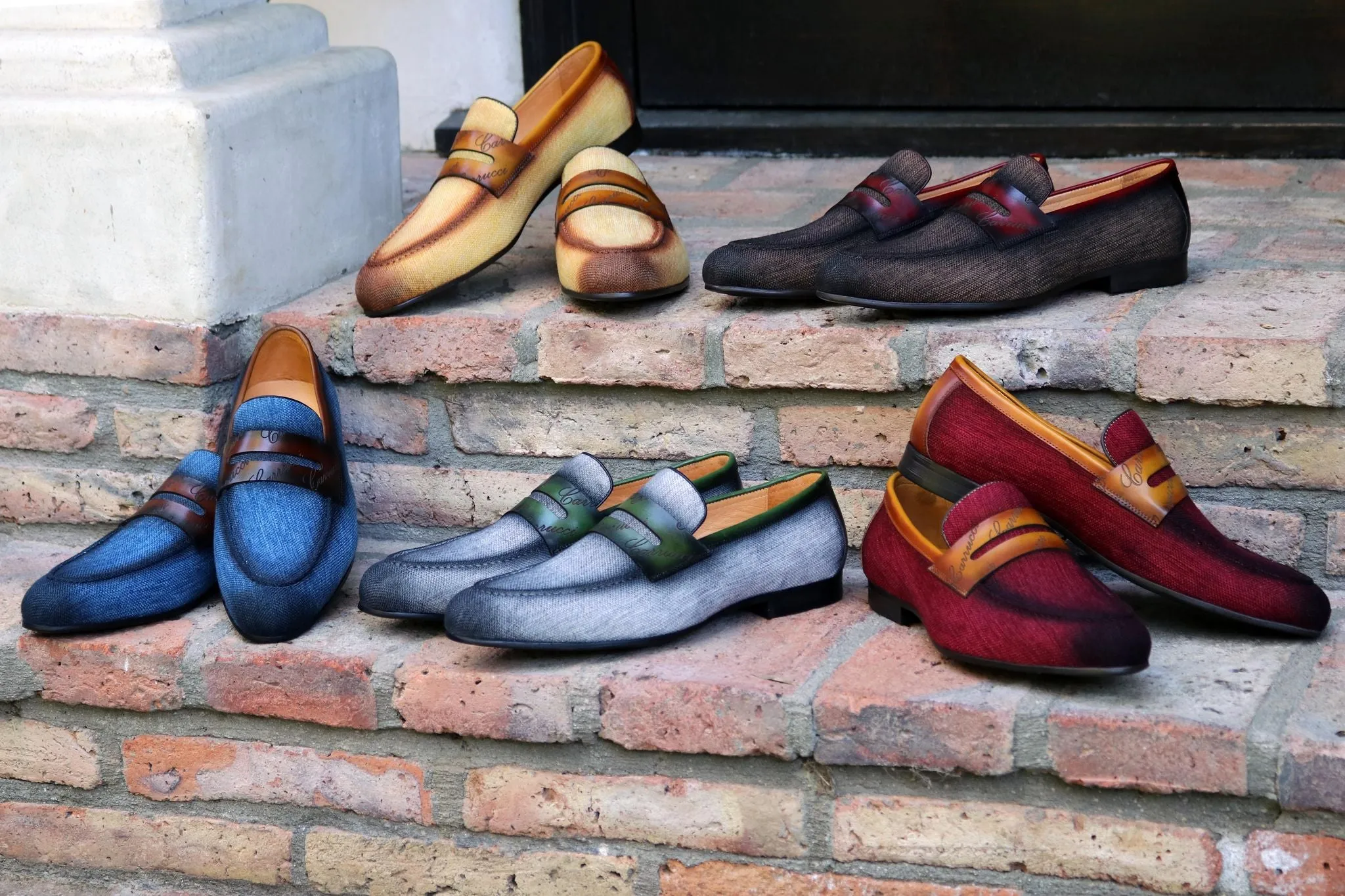 Woven Canvas & Calfskin Slip-On Loafer Brown/Burgundy